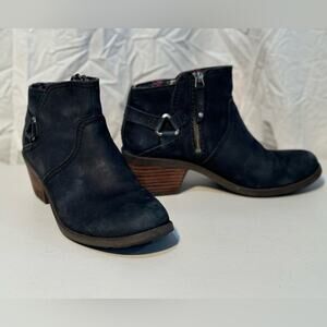 Teva Black Leather Ankle Booties Women’s Size 7.5 Moto Western Boho Chic Boots